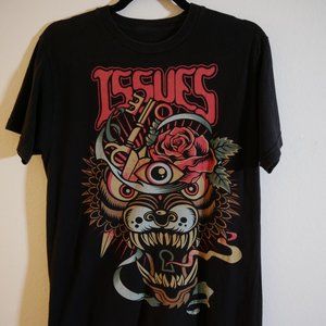 "ISSUES" WOLF TRADITIONAL TATTOO ARTIST GRAPHIC MEDIUM BLACK COTTON T SHIRT